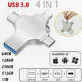 4in1 USB 3.0 Flash Drive Speicherstick 1TB 256GB Für iPhone iPad OTG Android PC