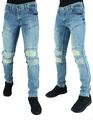 Denim King Herren Biker gerissen ausgefranste Denimjeans, Zeit ist Geld neu Hip Hop Ära