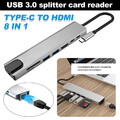 8 in 1 USB C Hub Adapter HDMI 4K USB 3.0 Micro SD Netzwerk für Mac HDTV Notebook
