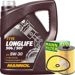 MANN-FILTER ÖLFILTER + 5L MANNOL LONGLIFE 5W-30 MOTORÖL für VW 504 507.00 5W30