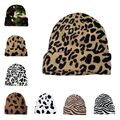 Damen Leopard Kuh Zebra Beanie Mütze Winter Strick Baggy Ski Totenkopf Mütze 