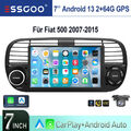 Kamera Autoradio 7" Carplay Android 13 Für Fiat 500 2007-2015 GPS NAVI RDS Wifi