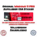 Original Windows 11 Pro Lizenz Aufkleber Sticker OEM COA Vollversion Dauerlizenz