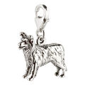 Charm / Anhänger Hund Border Collie 3 mit Karabinerverschluß 925 Sterling Silber