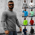 Sweatshirt Langarmshirt Rundhals Pullover Classic Unifarben Basic Herren OZONEE