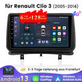 6+128GB Android13 Autoradio CarPlay DAB+GPS Navi 4G Für Renault Clio III 2005-14