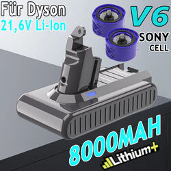 9000mAh V6 für Dyson V6 SV03 SV04 SV05 SV08 SV09 DC58 DC59 21.6V Akku 2X Filter