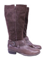 Fraiche Damen Stiefel Boots Leder braun Gr. 41 Reiterlook flach Schnallen SH550