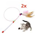 2x Katzenangel Angel Spielangel mit Feder Katze Spielzeug Glöckchen 90cm