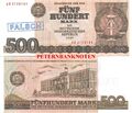 DDR 500 Mark 1985 UNC  (Orginal-Falschgeld Falsifikat)  699# Kassenfrisch..