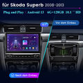 Carplay Android13 Autoradio GPS Navi WIFI 128GB Für Skoda Superb 2 3T 2008-2015