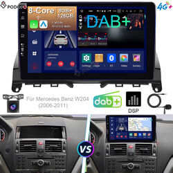 8+128G 8Kern DAB+ Für Mercedes Benz W204 2006-2011 Android 13 Autoradio GPS NAVI