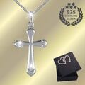 Kreuz Anhänger Halskette Echt 925 Sterling Silber auf Wunsch mit Kette und Etui