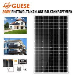 200W Solarpanel 12V Solarmodul Monokristallin Photovoltaik Solaranlage Wohnmobil