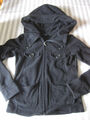 Jacke Fleece Damen Gr. 34/36 Schwarz großer Kragen/Kapuze