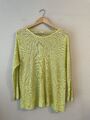 Eileen Fisher Leinen Pullover Gr. M hellgelb offen Strick kastig Langarm