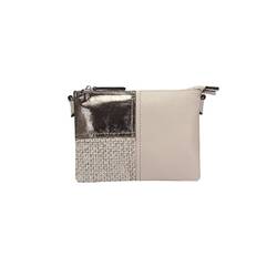 DAMEN 2xFach CLUTCH ABEND TASCHE Umhängetasche Leder Optik silber Schultertasche