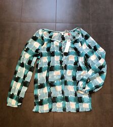 Neu Esprit Langarm Chiffon Bluse Tunika Mit Feinen Stickereien Gr. 40