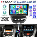 Android13 10" Autoradio 4+64G Für Toyota Aygo Citroen C1 Peugeot 107 GPS NAVI BT