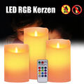 Led Kerzen Echtwachs RGB Flackernde Deko Kerzen Flammenloses Kerzenlichter Licht