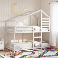 Etagenbett mit Dach Kinderbett Hochbett Hausbett Bett Massivholz Kiefer vidaXL