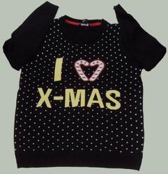 Weihnachts Pullover in schwarz, Rückseite uni Vorderseite mit tollem Spruch Gr.M
