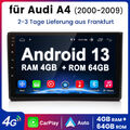 Für Audi A4 8E 8H B6 B7 2000-2009 Carplay Android13 Autoradio GPS NAVI SWC 4+64G