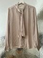 Esprit Damen Bluse Aus Seide Mit Schleife In Beige 38 / M