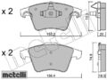 metelli 22-0552-3 Bremsbelagsatz für Scheibenbremse Bremsbelagsatz für VW 