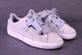 Puma Suede Heart Ribbon Damen Sneaker Sportschuhe Gr. 40 grau weiß Leder BS82