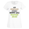 T-Shirt mit Motiv Modell: "Wer montags lächelt ..." 100% Baumwolle NEU