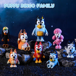 Bluey Family Bingo Dog Dad Mom Action Figures Familie und Freunde Set 8er- pack