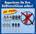 Reißverschluss Reparatur Set 24 teilig Zipper Schieber Metall Reparaturset NEU