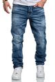 Herren Jeans Regular Straight Fit Denim Hose Destroyed A79084