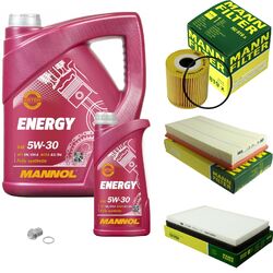 MANN Inspektionspaket 6 L MANNOL Energy 5W-30 für Volvo C70 I Cabriolet V70 2.4