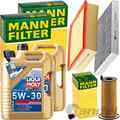 MANN INSPEKTIONSPAKET+10L LIQUI MOLY 5W-30 ÖL passend für AUDI A4 B7 163-233 PS