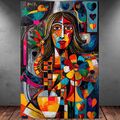 LEINWAND BILD ER XXL ABSTRAKT POP ART GESICHT AMOR GRAFFITI BUNT WAND POSTER 466