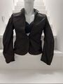 NEU ST. EMILE Taillierter Cupro Blazer mit femininen Raffungen Gr. 36 braun