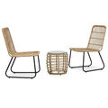 3-tlg. Bistro-Set Poly Rattan Eiche H3U1