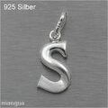 Buchstaben Anhänger - S - Echtschmuck 925 Silber - auf Wunsch mit Kette - NEU