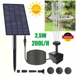 2.5W Teichpumpe Solarpumpe Gartenteich Set Pumpenset Springbrunnen Garten 200L/H