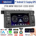 Autoradio GPS Navi Kamera DAB+ Carplay Android 12 Für BMW E46 3er 318 320 325 M3