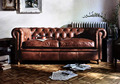 Chesterfield Sofa Couch Polster Stoff Leder Couchen  Polster Garnitur 3 Sitzer