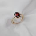 Natürlich Red Garnet Und Diamanten Edelstein Ring Jubiläum Geschenk 14k Echtgold