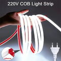 COB LED Streifen Stripe 230V Lichtband Selbstklebend IP68 Wasserdicht Außen DHL