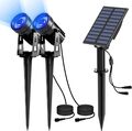 2er RGB LED Solarstrahler Solarleuchte Solarlampe Gartenstrahler Spot Light Warm