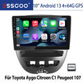 10'' 4+64GB Android 13 Autoradio Für Toyota Aygo Peugeot 107 Citroen C1 GPS Navi