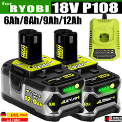 2X 18V 12,0Ah Original Akku für RYOBI One Plus Lithium RB18L50 P108 / Ladegerät