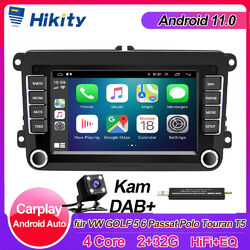 DAB+ 7 "Android 11 Carplay Autoradio GPSWiFi 32G für VW Golf 5 Polo Passat Jetta