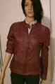 MUSTANG Lederjacke'Edith' in Bordeaux Weinrot Gr. L Bikerjacke Damen 